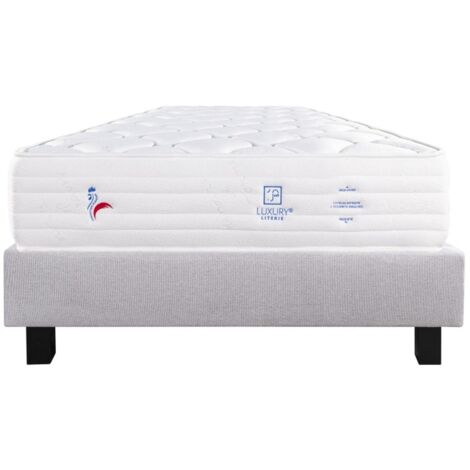 Ensemble Matelas Patriote Mousse, 27 cm, mousses haute densité , ferme, face été/hiver + sommier gris ep20cm, 140x200cm (1/5)