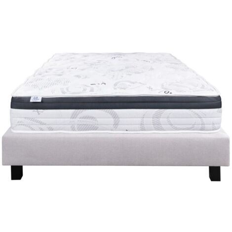 Ensemble Matelas Sleeplux, 26 cm, mousses haute densité, ferme, face été/hiver + sommier gris ep20cm, 140x200cm (1/5)