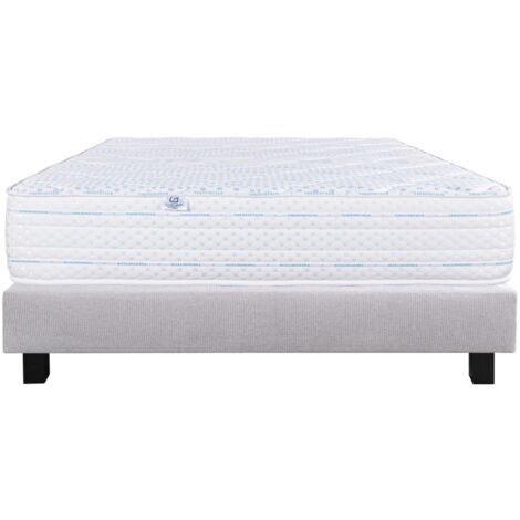 Ensemble Matelas Thermotec (24 cm) mousses haute densité, ferme, face été/hiver + Sommier gris (20cm), 140x200cm (1/5)