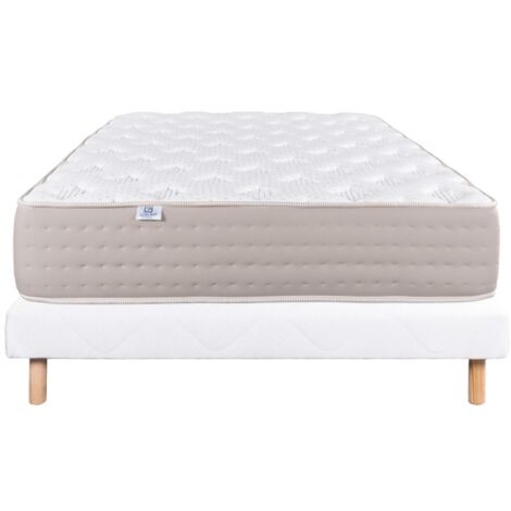 Ensemble Matelas Dreamlux, 26 cm, ressorts ensachés mousses haute densité, ferme, face été/hiver + sommier blanc ep 13cm, 140x200cm (1/5)