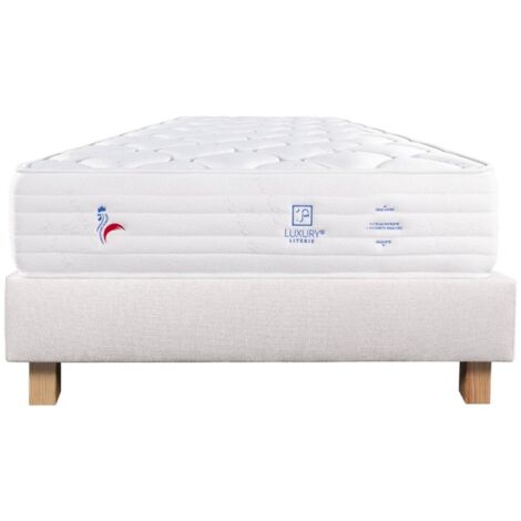 Ensemble Matelas Patriote Mousse, 27 cm, mousses haute densité , ferme, face été/hiver + sommier beige ep20cm, 140x200cm (1/5)
