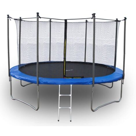 Trampoline pour enfant 14Ft ø427cm avec coussin de protection Bleu, Echelle et Filet de sécurité