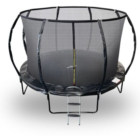 Trampoline 12Ft ø 366 cm noire avec Echelle, Protection et Filet de sécurité