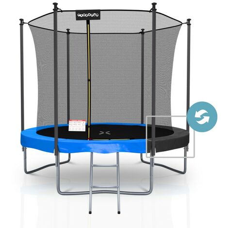 Trampoline 245cm bleu / vert + filet + échelle + bâche