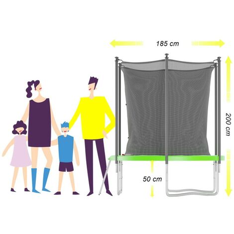Trampoline de jardin ø185 cm / 6FT avec Filet intérieur, Matelas de protection et Echelle
