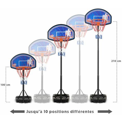 Panier Basket Hauteur Ajustable 80-160cm Avec Ballon Et Pompe De Basket