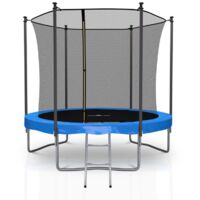 Trampoline pour enfant 10Ft ø305cm avec coussin de protection Bleu, Echelle et Filet de sécurité