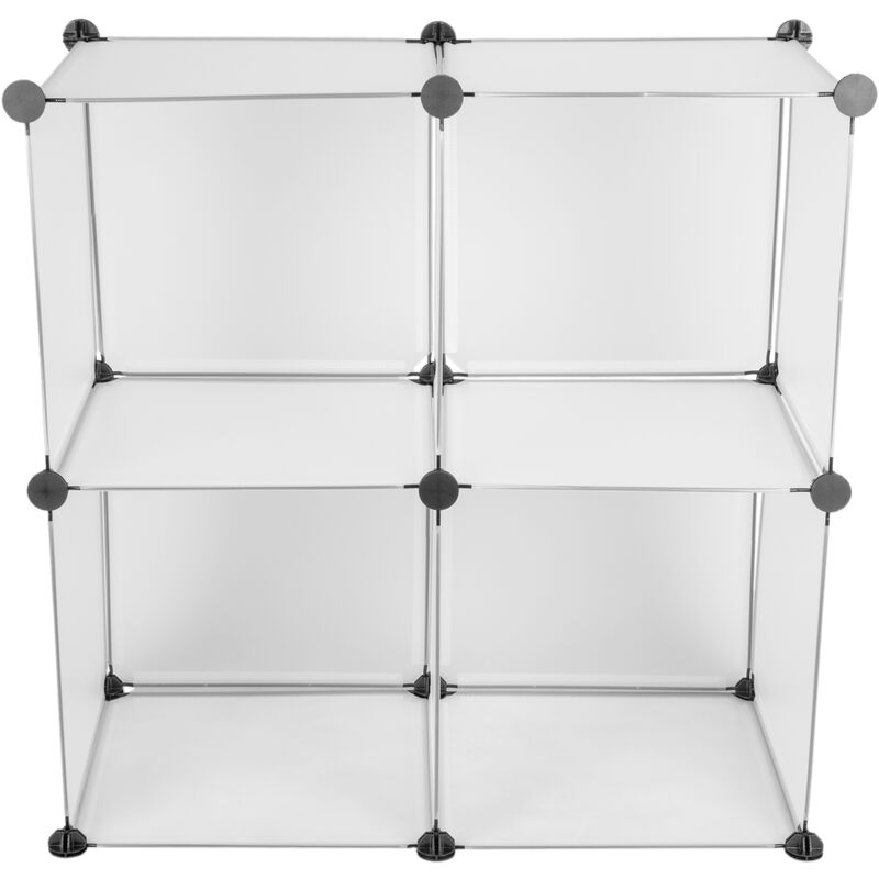 PrimeMatik Armario Organizador Modular Estanterías de 4 Cubos de 35x35cm 17x35cm plástico Blanco con Puerta 