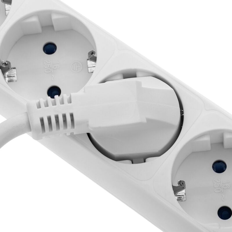 Aigostar - Cable Alargador de 10metros, hasta 3680W, Protección Infantil,  Enchufe 16A/250V, Toma de Corriente 2P+E, Cable de Tipo H05VV-F 3G1.5mm²,  Blanco : : Electrónica