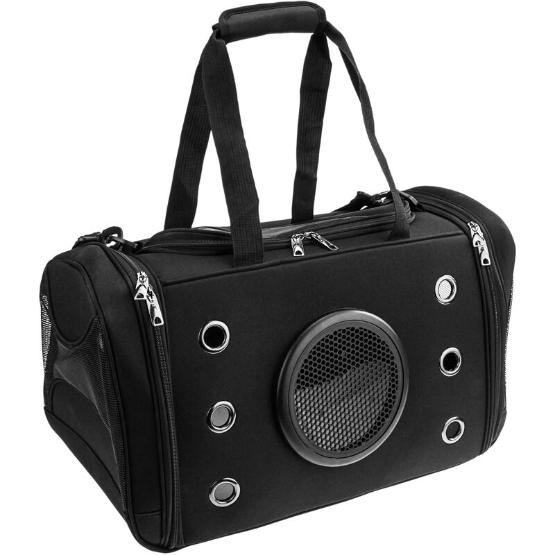 CityBAG - Maleta para transporte de mascotas gato y perro Transportin de lona negra