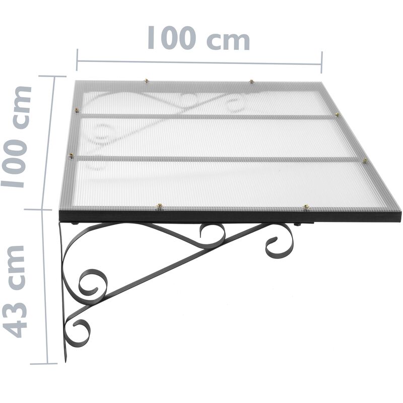 Tejadillo de protección 240x80cm Marquesina para puertas y ventanas negro -  Cablematic