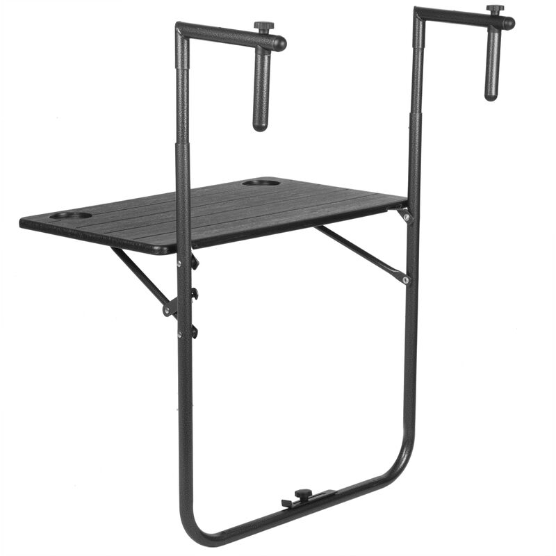 Mesa abatible de metal para balcón 60x40cm negro - Cablematic