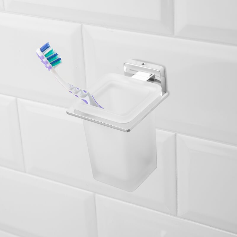 Primematik - Vaso 75x75 Mm Porta Cepillo De Dientes Con Soporte Porta Vaso  De Pared Modelo Ever Ks37800 con Ofertas en Carrefour