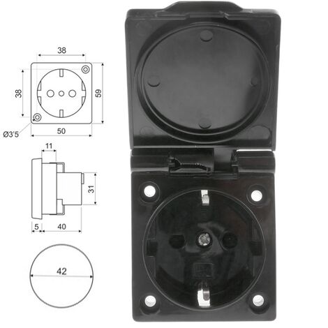 Base de enchufe 25A 2P+T para hornos y cocinas 80x80mm de color blanco -  Cablematic