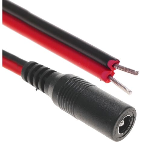 Cable de alimentación DC Jack 5.5x2.5mm 20AWG Macho a bornes de 13cm BeMatik 