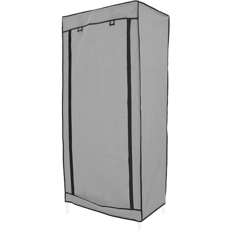 PrimeMatik - Armario guardarropa de tela desmontable 45 x 155 cm gris con puerta