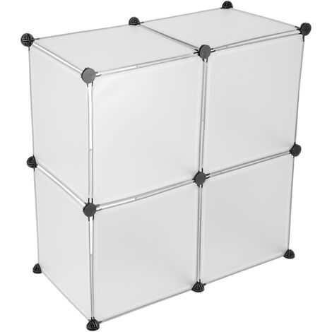 PrimeMatik Armario Organizador Modular Estanterías de 12 Cubos de 35x35cm Metal Blanco