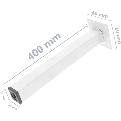 PrimeMatik - Pies cuadrados para mesa y mueble. Patas en acero blancas de 40cm 4-pack