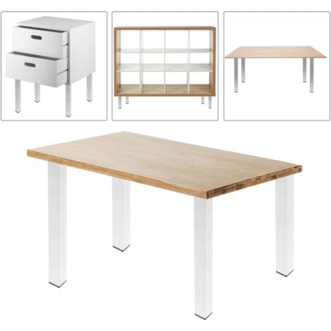PrimeMatik - Pies cuadrados para mesa y mueble. Patas en acero blancas de 40cm 4-pack