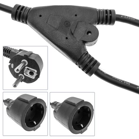 Cable de alimentación eléctrico H05VV-F 5m de enchufe schuko recto a bornes  3x1.50mm² - Cablematic