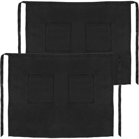 PrimeMatik - Delantal de camarero 56 x 47 cm negro de cintura mediano con 2  bolsillos 2-pack
