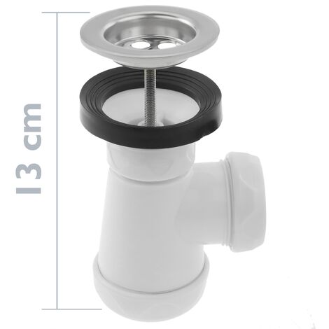 PrimeMatik - Sifón botella corto extensible con válvula para lavabo-bidet 11/4 x ∅ 70 mm