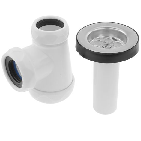 PrimeMatik - Sifón botella corto extensible con válvula para lavabo-bidet 11/4 x ∅ 70 mm