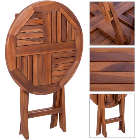 Mesa abatible 60 x 40 cm de madera de teca certificada para balcón exterior  - Cablematic