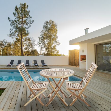 Conjunto de mesa redonda y 2 sillas para jardín exterior de diseño moderno  Bitter