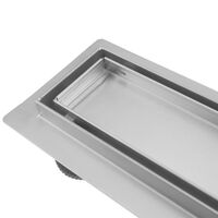 PrimeMatik - Canaleta de desagüe para ducha 80x7 cm para azulejo en acero inoxidable