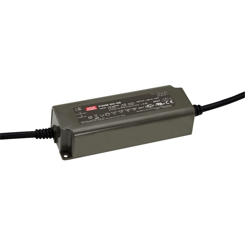 Mean Well PWM-60-24KN Driver de LED à tension constante 60 W 2.50 A 24 V/DC dimmable, montage sur des surfaces inflammables, homologué pour les meub Y318482