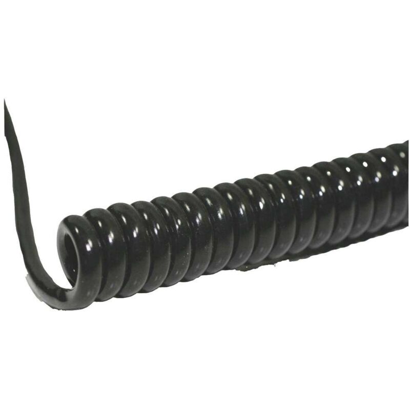 Câble Téléphonique Spiralé RJ10 - 7.5 M, Noir, Fiche Mâle Vers Fiche Mâle, Pour Rallonge Téléphone Fixe - 5