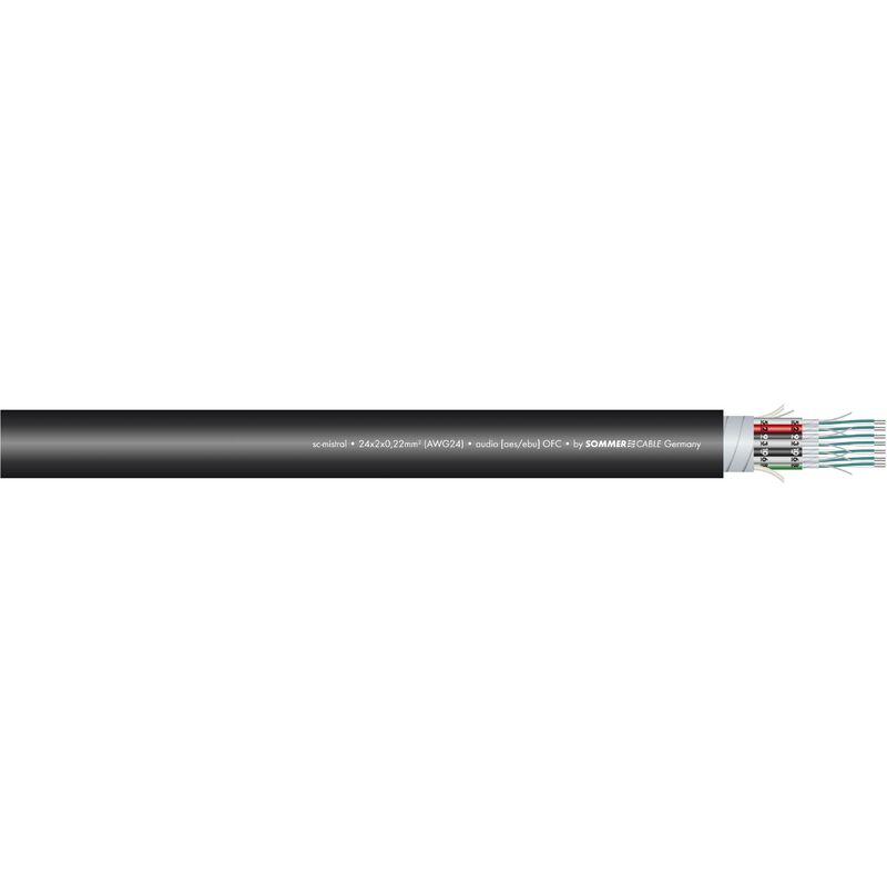 Câble Microphone Professionnel 100 M - 2 X 0,22 Mm² Noir Blindé - Symétrique - Marque Omnitronic