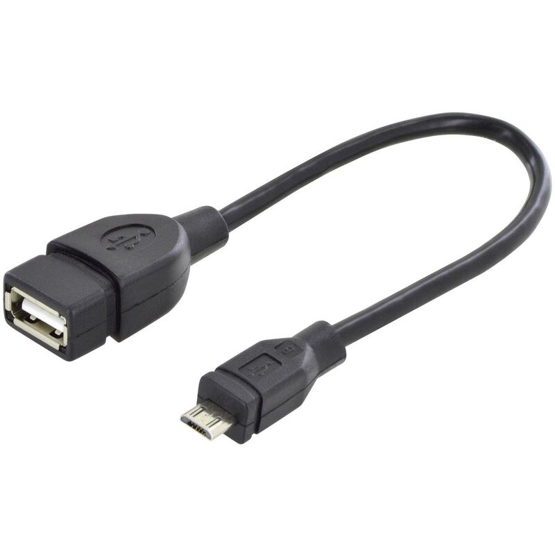 Digitus USB 2.0 Câble adaptateur [1x USB 2.0 mâle Micro-B - 1x USB 2.0 type  A femelle] DB-300309-002-S rond, blindage double, avec fonction OTG S382851