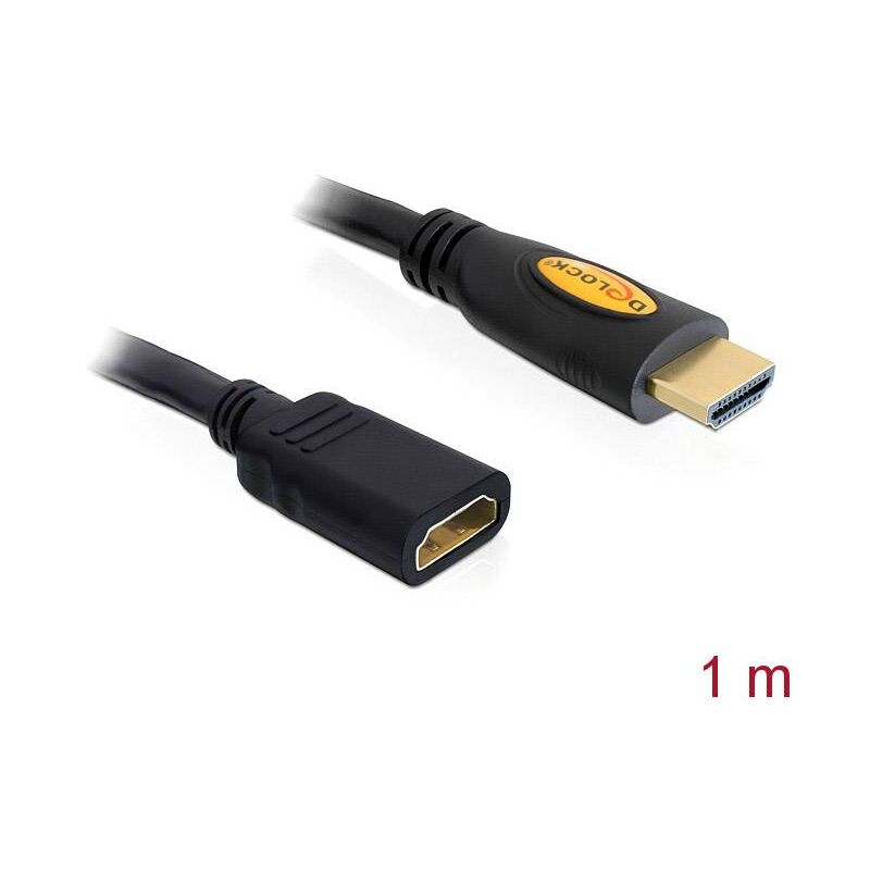 Rallonge Delock HDMI Fiche mâle HDMI-A, Prise femelle HDMI-A 1.00 m noir 83079 4K UHD, contacts dorés Câble HDMI C670571