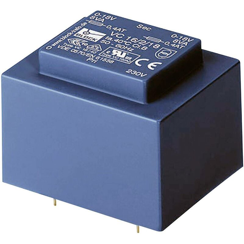 Transformateur pour circuit imprimé Block, 9V ca, 230V ca, 1VA, 2 sorties