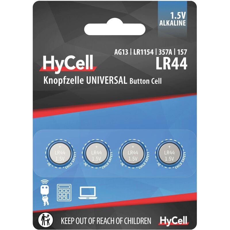 HyCell AG13 Pile bouton LR 44 alcaline(s) 140 mAh 1.5 V 4 pc(s) W738161