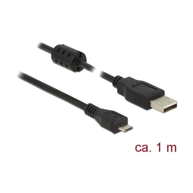 Delock Câble USB USB 2.0 USB-A mâle, USB-Micro-B mâle 1.00 m noir avec noyau en ferrite 84901 C697191