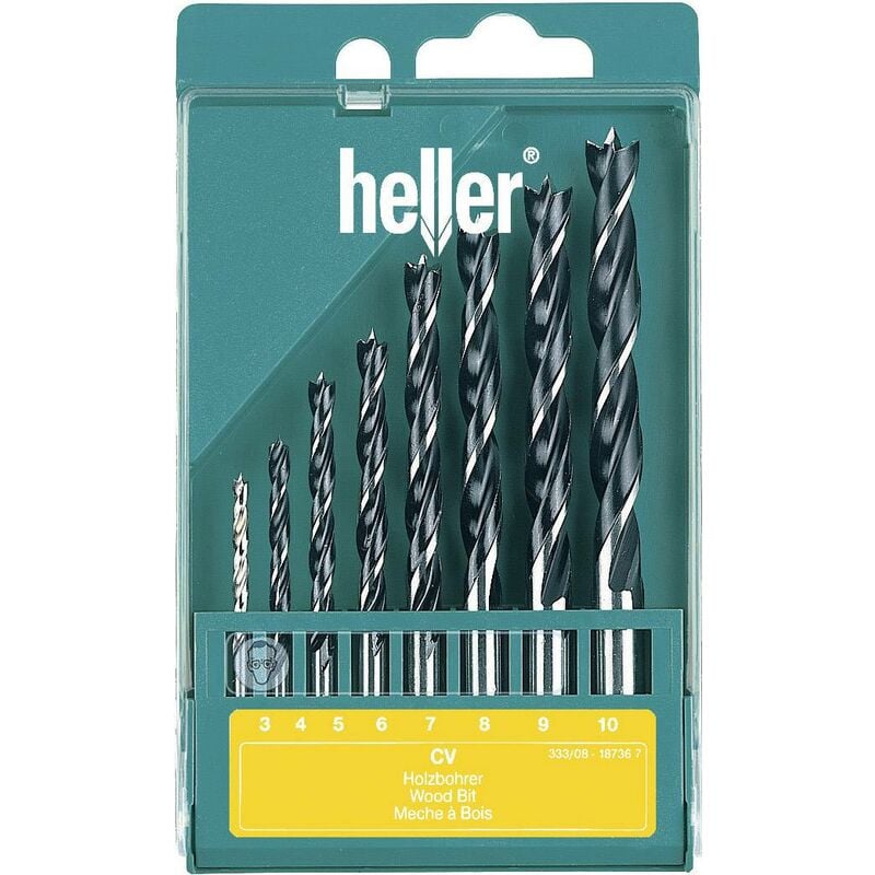 Heller 205241 Jeu de forets pour le bois 8 pièces 3 mm, 4 mm, 5 mm