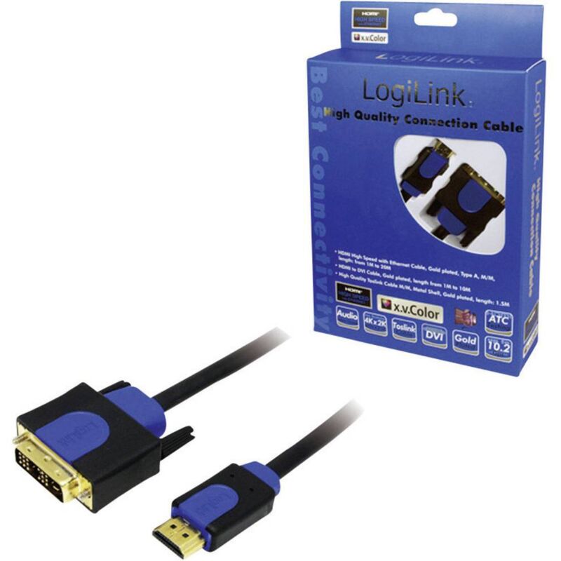 LogiLink NP0039A Câble DVI - Connectivité Haute Qualité
