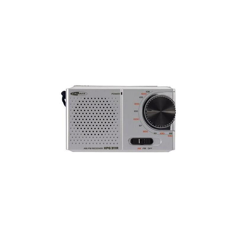 Caliber HPG311R Radio Portable AM/FM Piles - Compacte Avec Prise Casque - Argent - Idéal Camping Urgence