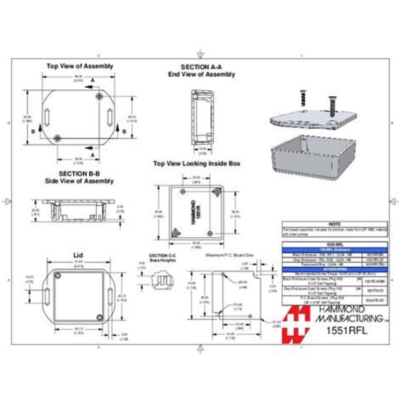 Boîtier 1551 en ABS Hammond IP54 Non blindé A bride, 50 Boîtier 1551 en ABS Hammond IP54 Non blindé A bride, 50