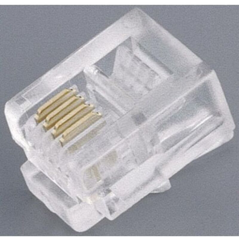 Connecteurs RJ11 Mâles 6P4C - 80 Pièces - Noyau Cuivre Plaqué Or - Pour Câbles Téléphone Jusqu'à 26AWG