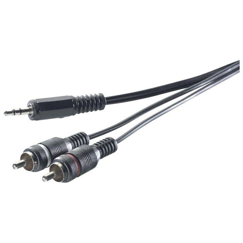 Adaptateur audio SpeaKa Professional SP-1300904 [2x Cinch-RCA mâle - 1x Jack mâle 3.5 mm] 5.00 m gris Y53558