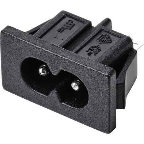 TRU COMPONENTS TC-10088404 Connectique pour appareils réfrigérants C8 embase mâle verticale 2.5 A noir 1 pc(s) S559792