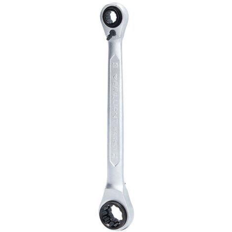Brilliant Tools – Jeu de clés à cliquet double 4 en 1 BT013901 – Denture fine 72 dents – Angle d'inclinaison 5° – Pour clés 10x13 et 17x19 mm