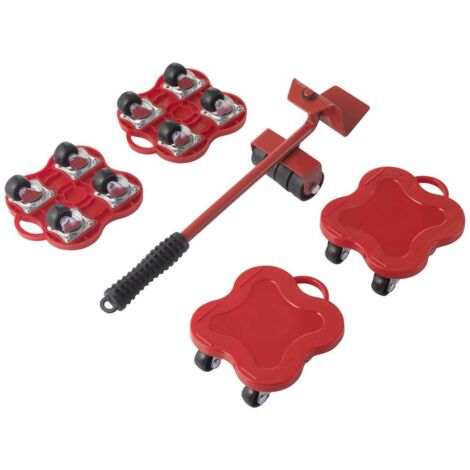 Toolcraft – Cales de levage et roulettes de transport pour meubles TO7753734 – Acier robuste – Charge max 40kg – Poignée antidérapante – Kit 5 pièces (1/5)