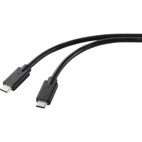 Renkforce Câble de charge USB USB 2.0 USB-C® mâle, USB-C® mâle 1.00 m noir gaine TPE RF-5251918 X530302