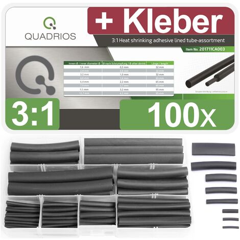 Quadrios 201711CA003 Assortiment de gaines thermorétractables noir Taux de retreint:3:1 1 set (1/5)