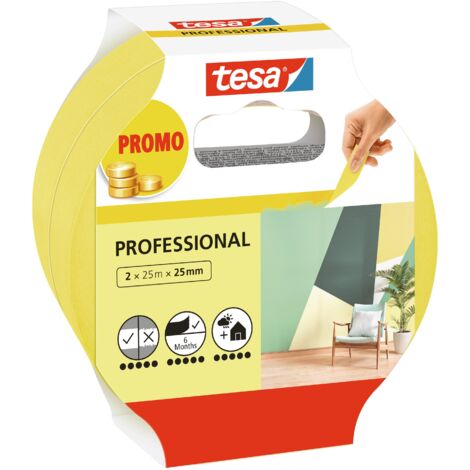 tesa Professional 56212-00000-02 Ruban de masquage pour peinture jaune (L x l) 50 m x 25 mm 2 pc(s)